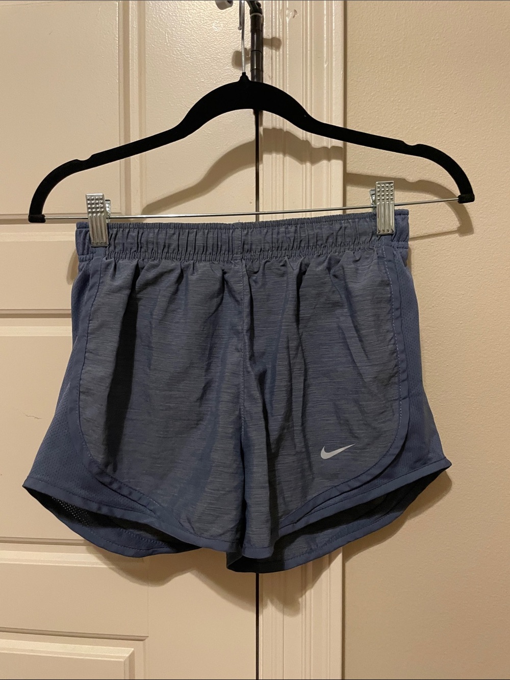 Nike Women's Slate Blue Athletic Shorts with Reflective Swoosh - Picture 2 of 5